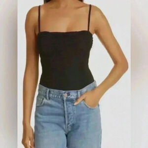 $248 Goldsign Women's Black‎ The Ezra Shirred Bodysuit Size X-Small